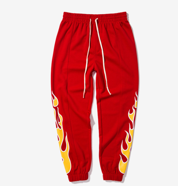 Flame Print Joggers - Unisex Red, Black, and Blue Hop Pants for Trendsetting Style - Jella Jelly