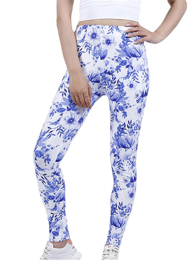 Floral Print Fitness Leggings: Elastic Gym Pants for Women - Jella Jelly