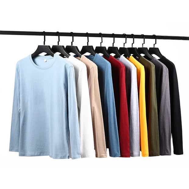 Men's Long Sleeve Shirt Simple and Fashionable Versatile Round Neck - Jella Jelly