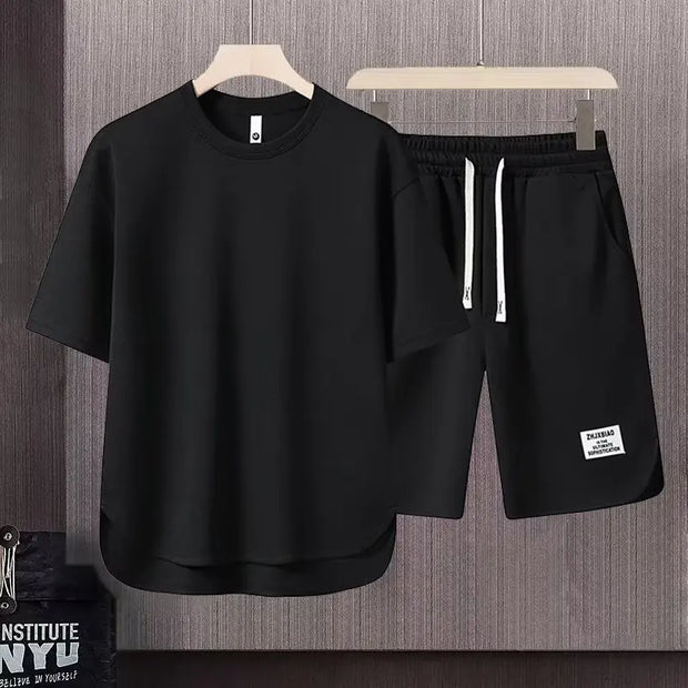 Summer Style: Men's Waffle Short Sleeve T-shirt and Shorts Set for Cool Comfort - Jella Jelly