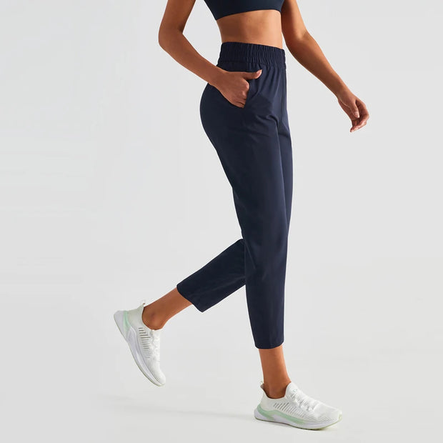 Lawwomen 23" Lightweight Quick Dry Casual Sports Joggers Calf-Length Yoga Pants Women High Waist Running Sweatpants with Pockets - Jella Jelly