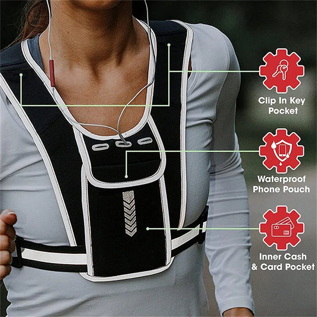 Sports Fitness Vest with Water Bottle Holder & Reflective Breathable Chest Bag | Jellajelly.com - Jella Jelly
