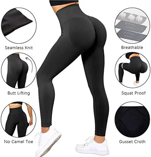 Seamless Knitted Fitness GYM Pants Women's High Waist and Hips Tight - Jella Jelly