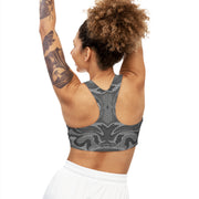 Grey Liquid Marble Print Sports Bra - Jella Jelly