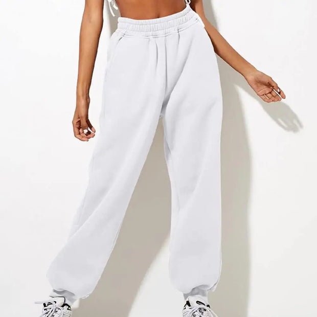 Soft Warm Women's Sweatpants: High Elastic Waist, Ankle-banded, Casual Loose Fit - Jella Jelly