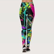 Colorful Graffiti Print High Waist Yoga Leggings - Jella Jelly