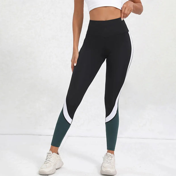 Color blocked Tummy Control Yoga Leggings for Women - Jella Jelly