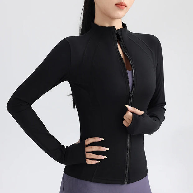 Ultimate Performance: Gym Women's Full Zip Yoga Jacket with Thumbholes - Jella Jelly