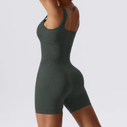 Women's Seamless Ribbed Yoga Romper: Fashionable Tummy Control - Jella Jelly