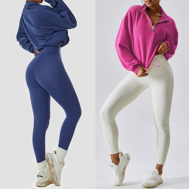 Jellajelly Zipper Sleeve Sports Top: Short Sweatshirt for Fitness and Yoga - Jella Jelly