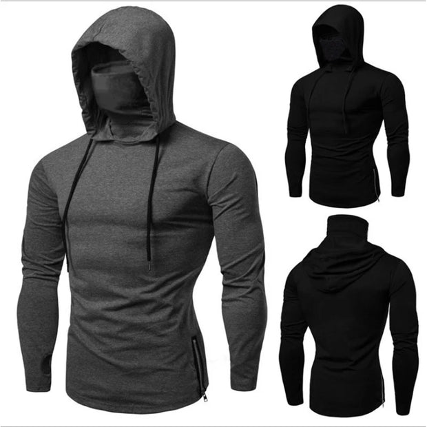 Ninja Mask Long Sleeved Hoodie Men Streetwear Large Open-forked Hip Hop Men's Sweatshirts Tops Gym Hooded Shudders Hombre - Jella Jelly