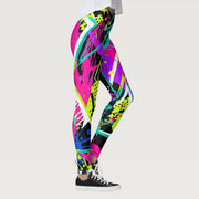 Colorful Graffiti Print High Waist Yoga Leggings - Jella Jelly