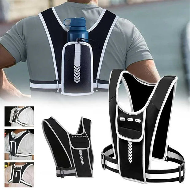 Sports Fitness Vest with Water Bottle Holder & Reflective Breathable Chest Bag | Jellajelly.com - Jella Jelly