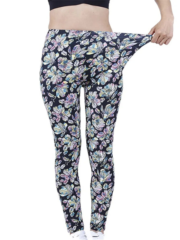 Floral Print Fitness Leggings: Elastic Gym Pants for Women - Jella Jelly