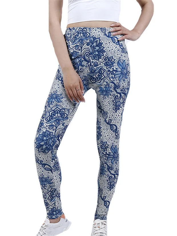 Floral Print Fitness Leggings: Elastic Gym Pants for Women - Jella Jelly