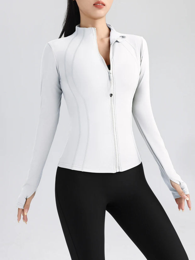 Ultimate Performance: Gym Women's Full Zip Yoga Jacket with Thumbholes - Jella Jelly